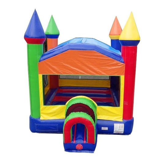 Modern Rainbow 15' Inflatable Bounce House Castle with Blower by Pogo Bounce House - Planet Game Rooms
