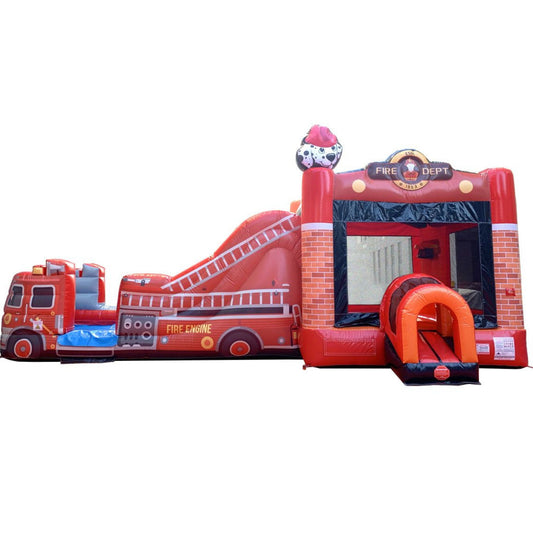 Mega Fire Truck 15' Water Slide Bounce House Combo with Blower by POGO