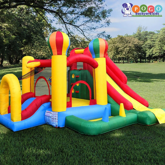 Backyard Kids 7-in-1 Circus Balloon Inflatable Bounce House w/Slide by POGO