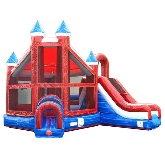 Red, White and Blue Inflatable 16' Bounce House Castle Slide Combo w/ Blower By POGO