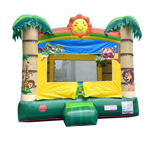 Crossover Tropical Jungle Smiley Face Inflatable Bounce House with Blower