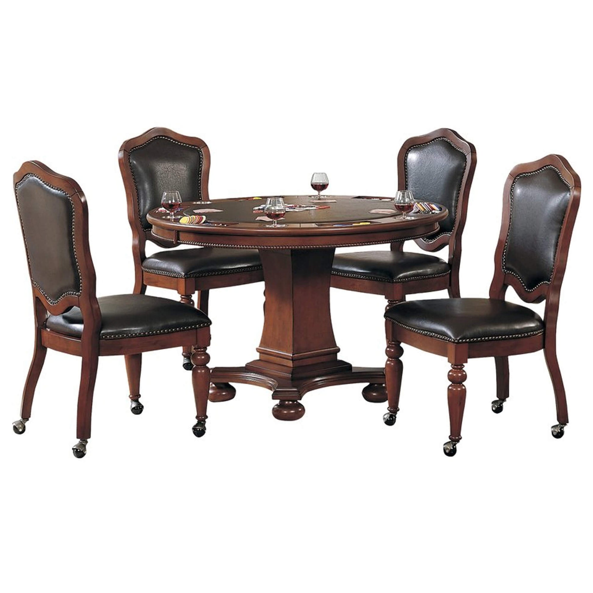 Bellagio Flip-Top 48" Round Pedestal Dining & Game Table w/Cup Holders & Chairs - Planet Game Rooms