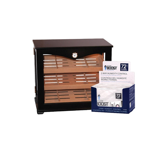 Quality Importers Humidors Countertop Cigar Display 6 (No Lock or Key) With Free Integra Boost 67G 72RH Display Pack of 12
